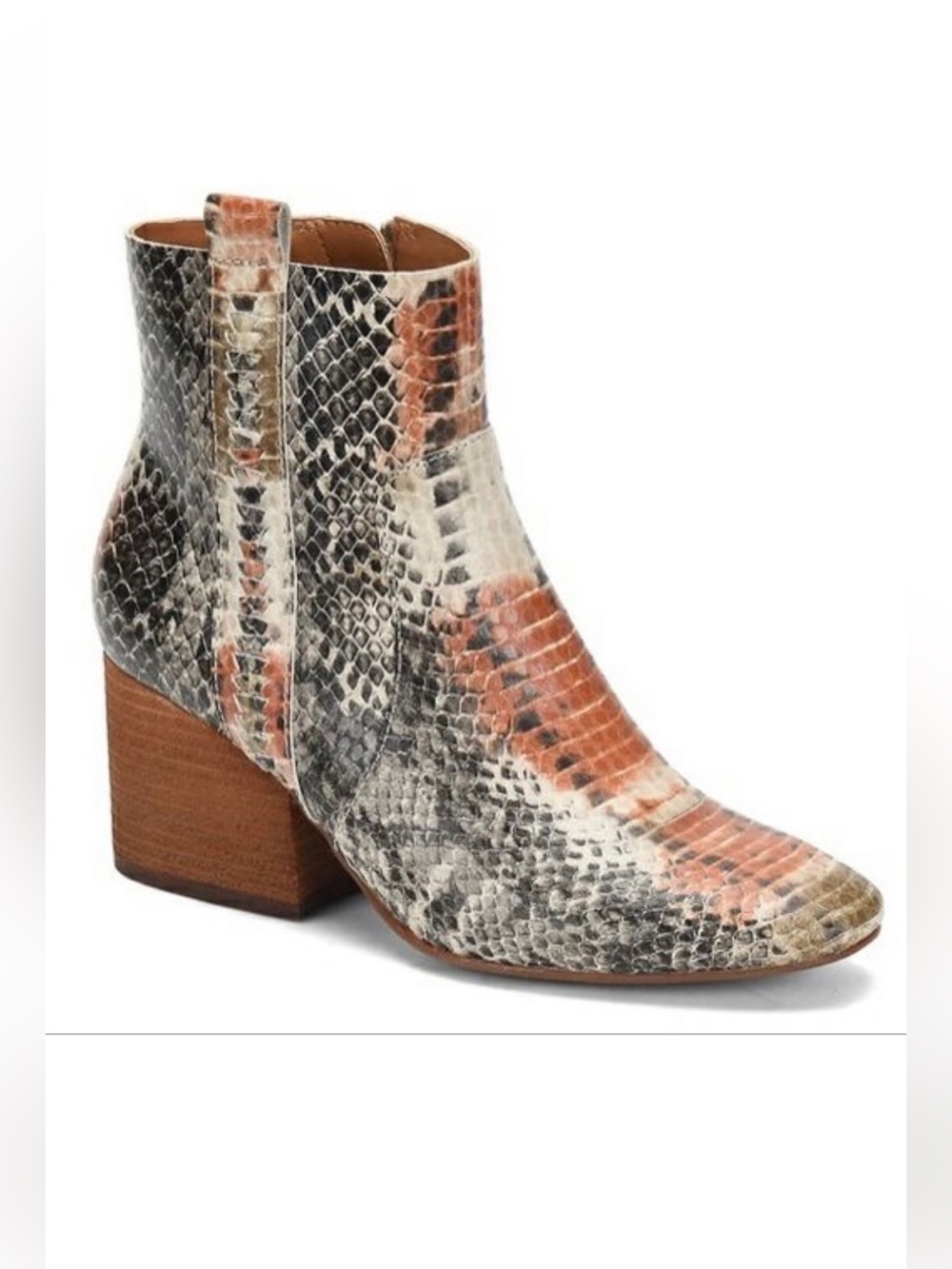 Kork Ease Bootie Leyland Snake Print Stacked Block Heel Size 9.5